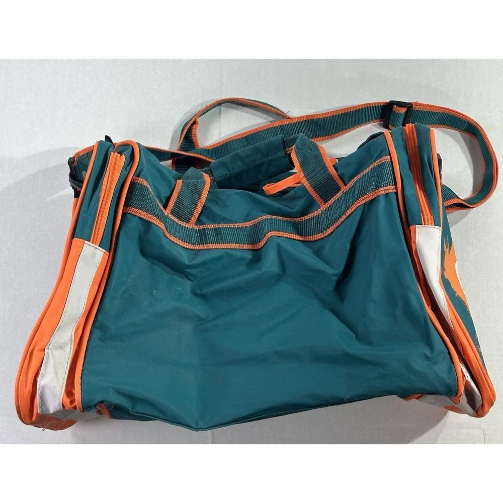 Vintage Miami Dolphins NFL Team Duffel Bag Teal Orange Gym Travel Equipment
